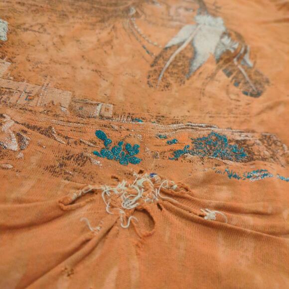 VTG Ragtops Cherokee Native American Adult Large Shirt Feathers Horse Western - Picture 2 of 10